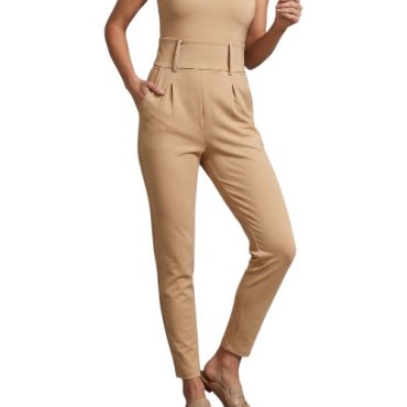 Pantalon pretina ancha beige