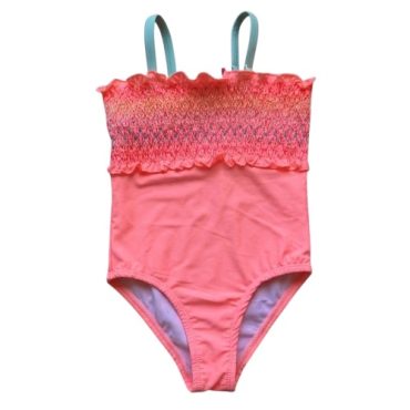 Traje De Baño De Niña Entero Rosa Arruchado