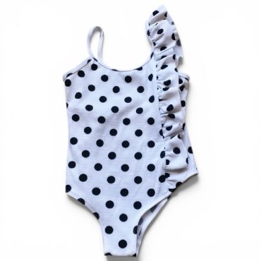 Traje De Baño De Niña Entero Puntos Negros