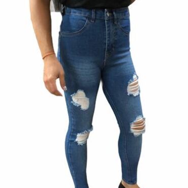 Skinny Jean Azul Roto Reflejos R4