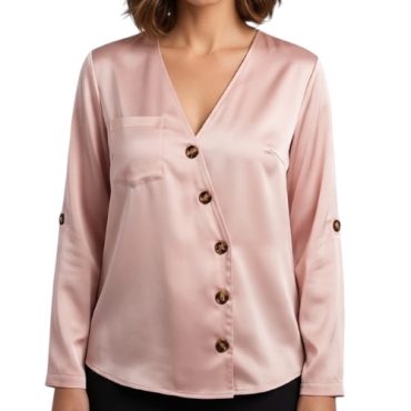 Blusa satinada asimetrica rosada
