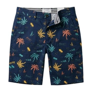 Bermuda Casual Azul Estampada Palmeras