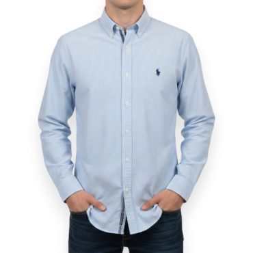 Camisa Manga Larga Polo Lineas Azules #07