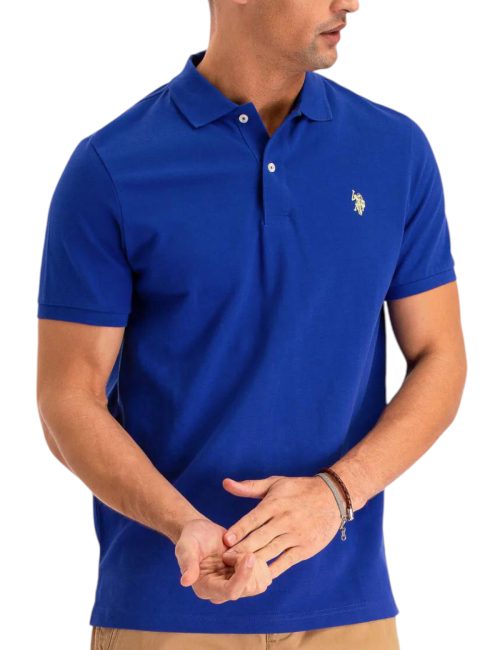 Chemise Polo Azul Rey Logo Amarillo