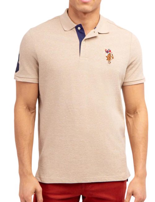 Chemise Polo Beige Logo Grande