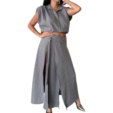 Conjunto Falda Cierre Gris