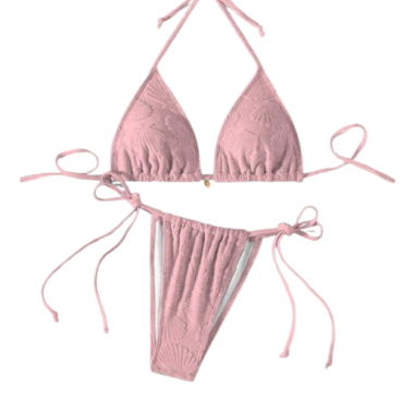 Traje de Baño Triangulo Texturizado Rosado