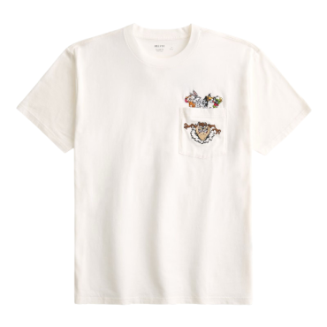 Franela Hollister Relaxed Fit, Looney Tunes Crema