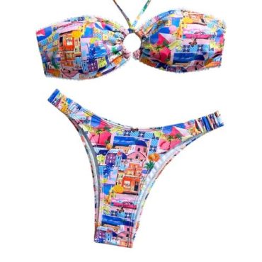 Traje de Baño Estampado Verano Rosa