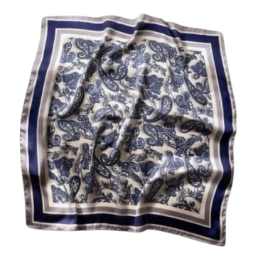 Pañoleta de Seda Estampada Azul Rey