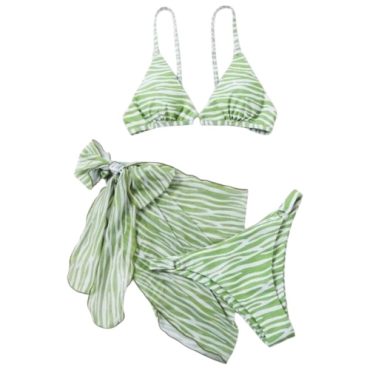 Traje de baño zebra verde con pareo