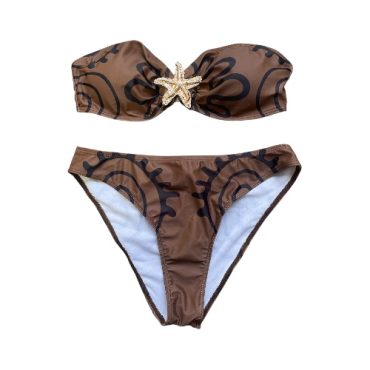 Traje de Baño Marrón Estampado