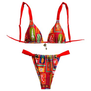 Traje de baño rojo estampado