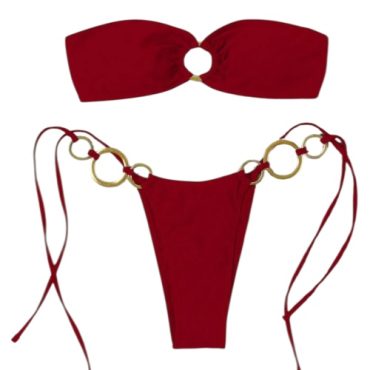 Traje de baño rojo aros dorado