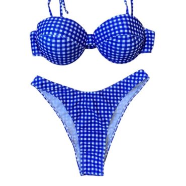 Traje de baño azul cuadros copa