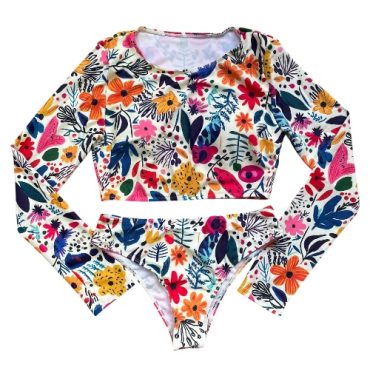 Traje de baño manga larga flores