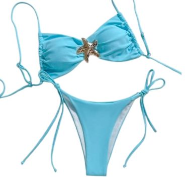 Traje de baño azul estrella dorada