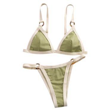 Traje de baño verde borde crema