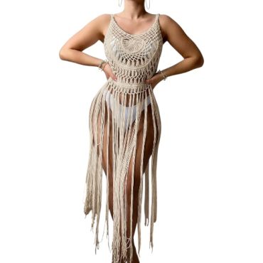 Vestido Tejido Playero Beige