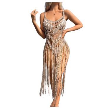 Vestido Tejido Playero Marrón