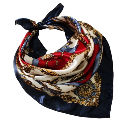 Pañoleta de Seda Azul Estampada