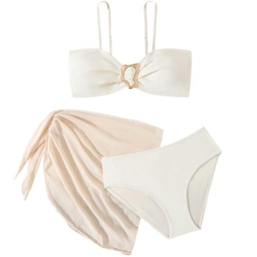 Traje de baño niña beige con pareo