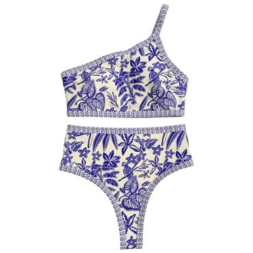 Traje de Baño Estampado Azul Panty Alta