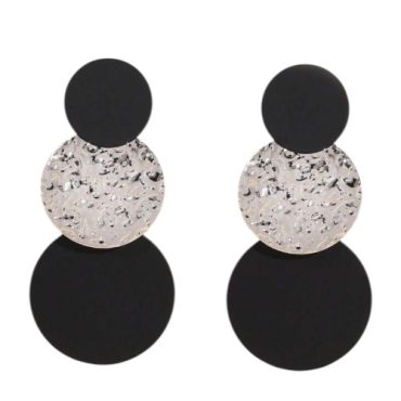 Zarcillos Plateados con Negro