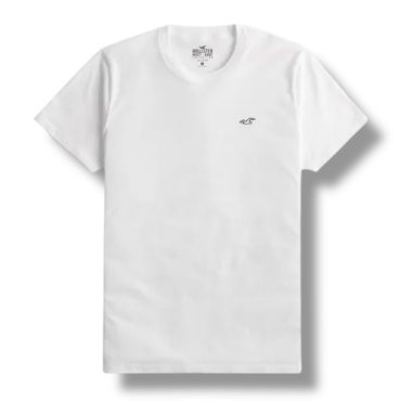 Franela Hollister Blanca Logo Gris