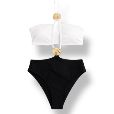 Traje de Baño Entero Blanco y Negro