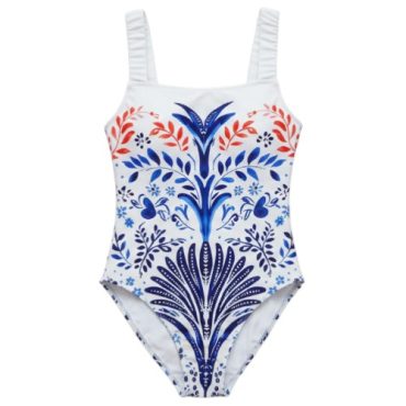 Traje de Baño Entero Blanco Estampado