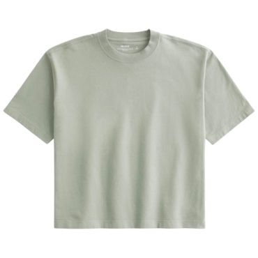 Franela Hollister Verde Claro - Heavyweight Boxy Crop Fit