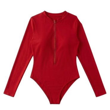 Traje de baño entero manga larga rojo