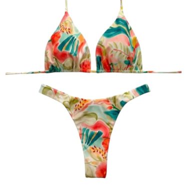 Traje de Baño Triángulo Flores Semi Hilo