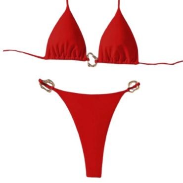 Traje de Baño Triángulo Rojo Semi Hilo