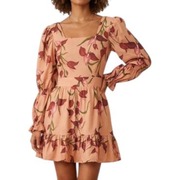 Vestido Salmon Flores vino