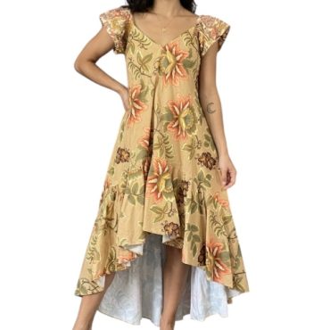 Vestido Mostaza Estampado Flores