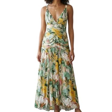 Vestido Crema estampado Tropical