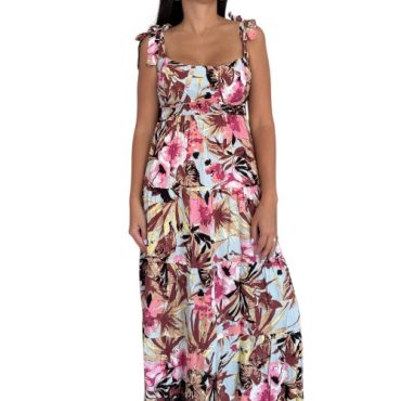 Vestido Azul estampado flores Varilla