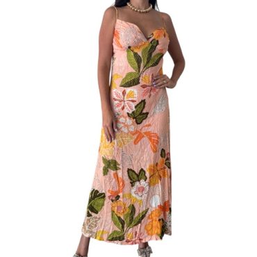 Vestido Salmon estampado Tropical