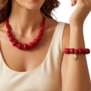 Set Collar y Pulsera Rojos
