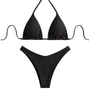 Traje de Baño Triángulo Negro Semi Hilo