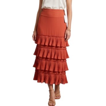 Falda con Abertura y Faralados Ladrillo