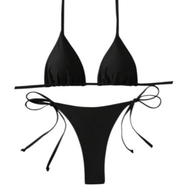 Traje de Baño Triángulo Negro Semi Hilo