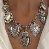 Collar Plateado Dijes Corazón