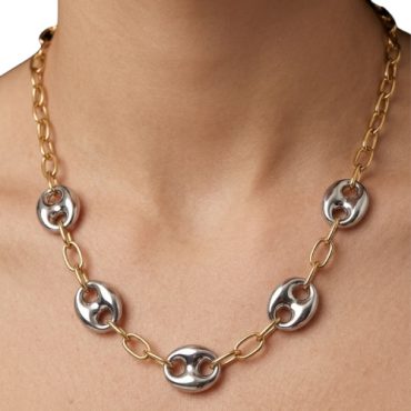 Collar Dorado Dijes Plateados