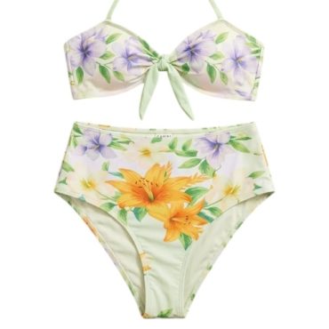 Traje de Baño Flores Panty Alta