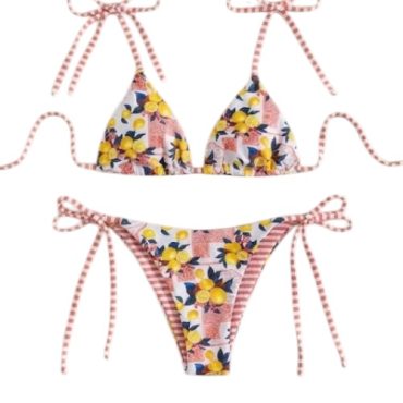 Traje de Baño Triángulo Rosado Flores