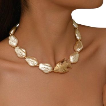 Collar Perlas Dije Pescado