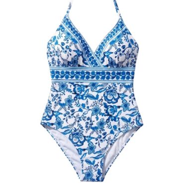 Traje de Baño Entero Azul Estampado